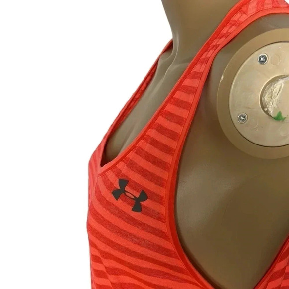 NWT Under  Armour Threadborne red& coral striped racerback tank top . loose cut - Picture 3 of 10